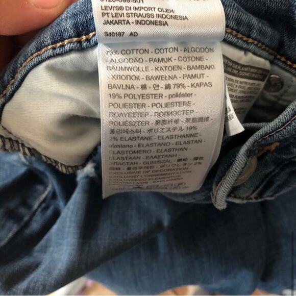 Levi's Jeans Shaping Skinny Leg Mid Rise Distressed Blue Denim Jeans Pants - Picture 3 of 9